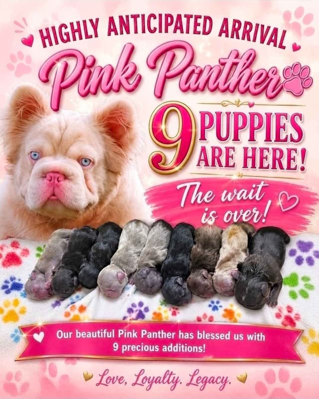 French Bulldog Puppies carrying pink testable media 2