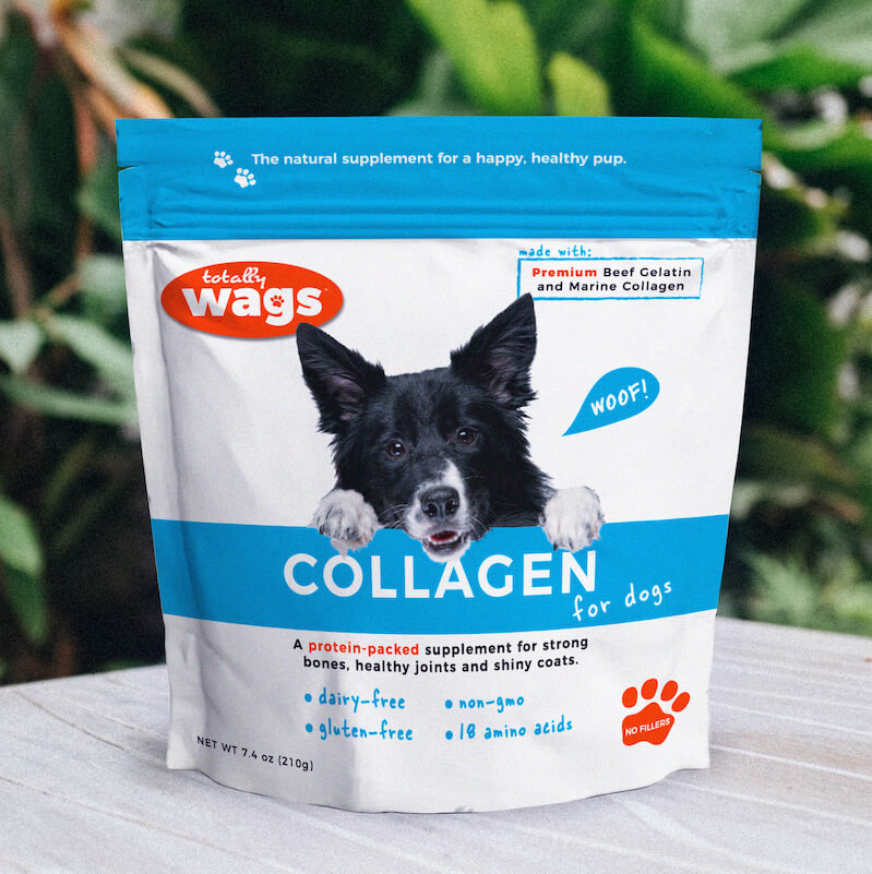 Totally Wags Collagen for Dogs on Table Outside